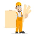 Builder holds clean sheet of paper