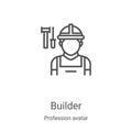 builder icon vector from profession avatar collection. Thin line builder outline icon vector illustration. Linear symbol for use