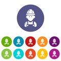 Builder icons set vector color