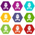 Builder icons set 9 vector