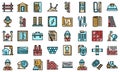 Builder icons set vector flat