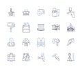 Builder and industry outline icons collection. Builder, Industry, Construction, Development, Foreman, Architect