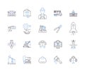 Builder and industry outline icons collection. Builder, Industry, Construction, Development, Foreman, Architect