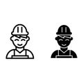 Builder line and glyph icon. Engineer vector illustration isolated on white. Worker outline style design, designed for Royalty Free Stock Photo
