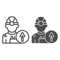 Builder line and glyph icon. Engineer vector illustration isolated on white. Worker outline style design, designed for Royalty Free Stock Photo