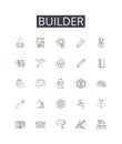 Builder line icons collection. Architect, Constructor, Contractor, Craftsman, Fabricator, Manufacturer, Producer vector