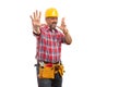 Builder making stay away gesture Royalty Free Stock Photo