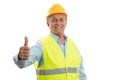 Builder making thumb up gesture