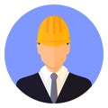 Builder male head wearing a helmet.