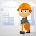 Builder man with sledgehammer Royalty Free Stock Photo