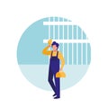 Builder man with toolbox avatar character Royalty Free Stock Photo