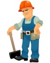 Builder with maul Royalty Free Stock Photo