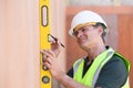 Builder Measuring With Spirit Level Royalty Free Stock Photo