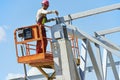 Builder millwright worker at construction site