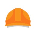 Builder Orange protective helmet. Serviceman hat. Vector illustration.