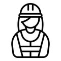 Builder person icon outline vector. Female engineer