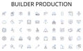 Builder production line icons collection. Dishes, Plates, Bowls, Cups, Glasses, Utensils, Cutlery vector and linear