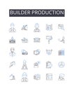 Builder production line icons collection. Manufacturer, Fabricator, Creator, Designer, Maker, Craftsman, Artisan vector