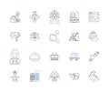 Builder production outline icons collection. Constructor, Fabricator, Manufacturer, Assembler, Producer, Carpentry