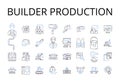 Builder production line icons collection. Manufacturer, Fabricator, Creator, Designer, Maker, Craftsman, Artisan vector