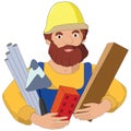 Builder profession flat illustration