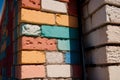 A builder s bricks layering into a rainbow Royalty Free Stock Photo