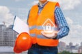 Builder showing icon of secure house