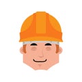 Builder sleep emotion avatar. Worker in protective helmets sleep