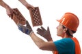 Builder taking bricks Royalty Free Stock Photo