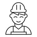 Builder thin line icon. Engineer vector illustration isolated on white. Worker outline style design, designed for web Royalty Free Stock Photo