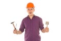 Builder with tools in his hands Royalty Free Stock Photo