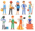 Builder vector constructor people character building construction for newbuild illustration set of worker or contractor