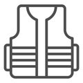 Builder vest line icon. Construction wear vector illustration isolated on white. Protective vest outline style design