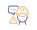 Builder warning line icon. Construction inspection sign. Vector