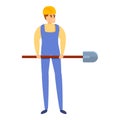 Builder work shovel icon, cartoon style