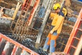 Builder worker at concrete work Royalty Free Stock Photo
