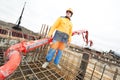 Builder worker at concrete work