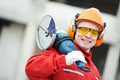 Builder worker at construction site Royalty Free Stock Photo