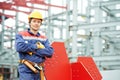 Builder worker at construction site Royalty Free Stock Photo