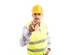 Builder or worker making I`m watching you gesture Royalty Free Stock Photo