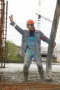 Builder worker pouring concrete Royalty Free Stock Photo