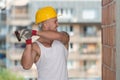 Builder Working With Hammer And Nail Royalty Free Stock Photo