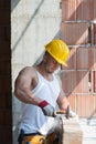 Builder Working With Hammer And Nail Royalty Free Stock Photo