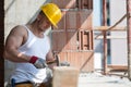 Builder Working With Hammer And Nail Royalty Free Stock Photo