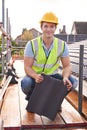 Builder Working On Roof Of New Building Royalty Free Stock Photo