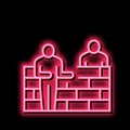 builders building wall neon glow icon illustration