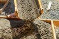 Builders concrete pavement outside the house