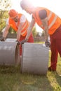 Builders and concrete pipes