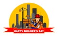 Builders day, engineers day, crane operators day, architects day, labor day concept vector illustration Royalty Free Stock Photo