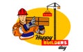 Builders day, engineers day, crane operators day, architects day, labor day concept vector illustration Royalty Free Stock Photo